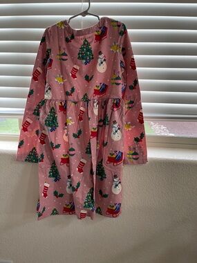 New Mini Boden Pink Holiday Snowman Dress Size 9-10years